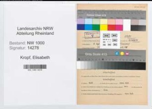 Entnazifizierung Elisabeth Kropf, geb. 08.09.1898 (Postsekretaerin)