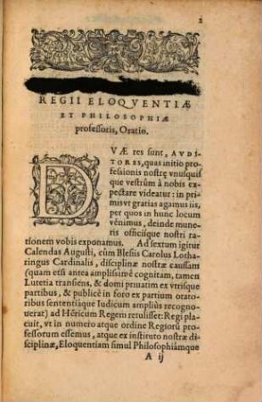 Oratio initio suae professionis 1551 habita
