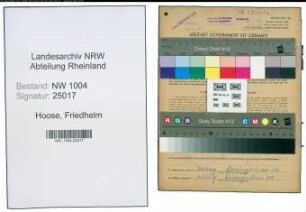 Entnazifizierung Friedhelm Hoose , geb. 31.12.1908 (Mueller)