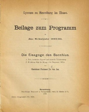 Programm : des Schuljahres .... 1889/90
