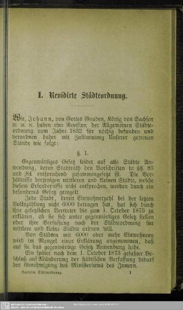 I. Revidirte Städteordnung