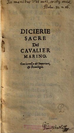 Dicierie sacre del Cavalier Marino.