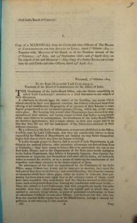 Copy of a memorial from the clerks and other officers of the board of commissioners