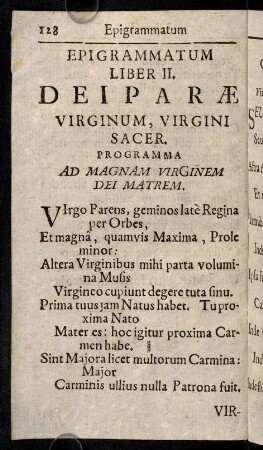 128-128, Programma Ad Magnam Virginem Dei Matrem.