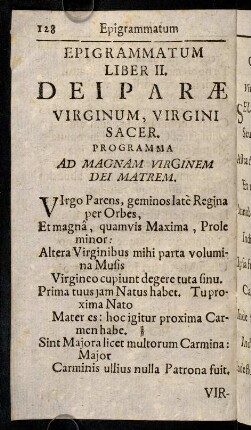 128-128, Programma Ad Magnam Virginem Dei Matrem.