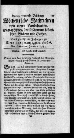 Drey und zwanzigstes Stück
