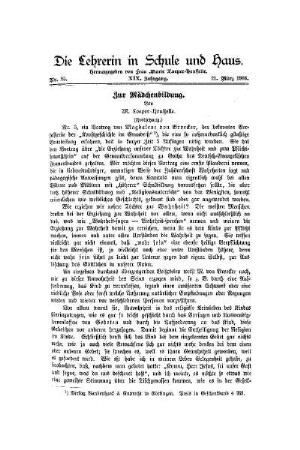 Zur Mädchenbildung : (Fortsetzung)