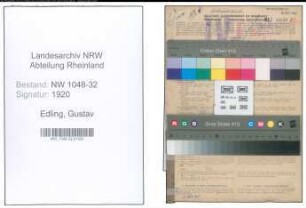 Entnazifizierung Gustav Edling , geb. 01.07.1896 (Angestellter)