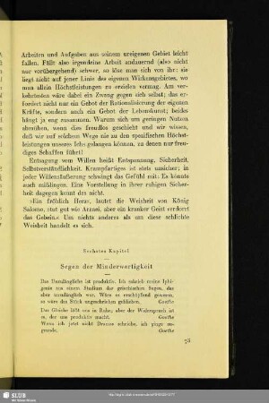 Sechstes Kapitel - Segen der Minderwertigkeit