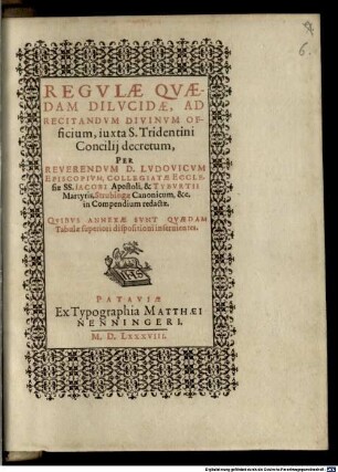 Regulae quaedam dilucidae ad recitandum divinum officium