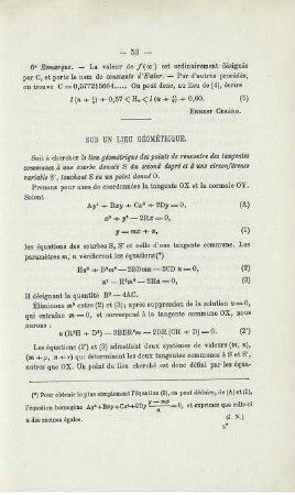 SUR LIEU GÉOMÉTRIQUE.