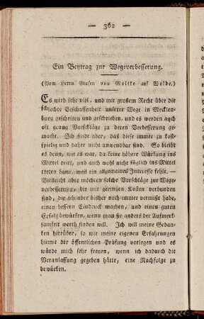 Ein Beytrag zur Wegeverbesserung