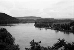 Waldshut: Rheinblick, Stromabwärts von der Terrasse "Rebstock"