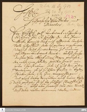 Brief von August Hermann Francke an Hermann Nikolaus Stieler.