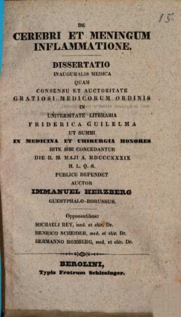 De cerebri et meningum inflammatione