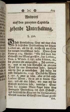 Antwort auf des zweyten Capitels zehende Unterhaltung.