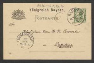 Brief von Georg Fischer an Hermann Poeverlein