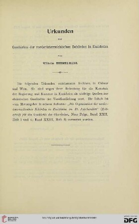 2.Ser. 23.1911: Urkunden zur Geschichte der vorderösterreichischen Behörden in Ensisheim