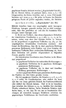 Allgemeine Definition der trimetrischen Coordinaten.