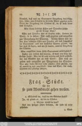 Die Frag-Stücke. für die so zum Abendmahl gehen wollen.