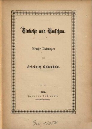Einkehr und Umschau : Neueste Dichtungen