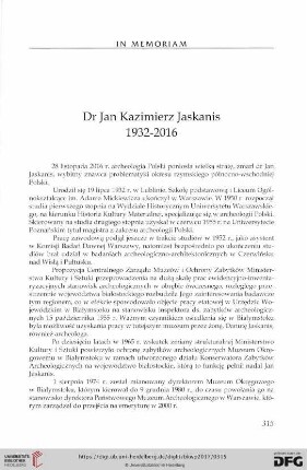 Dr Jan Kazimierz Jaskanis 1932-2016