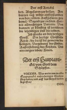 Der erst Hauptartickel/ von Gott dem Schöpffer.