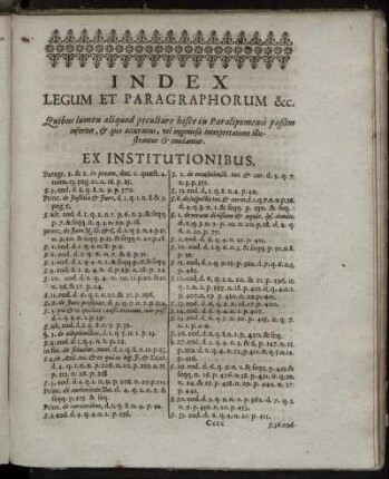 Index Legum Et Paragraphorum &c.