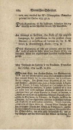 Mes vacances ou lettres à un étudiant.