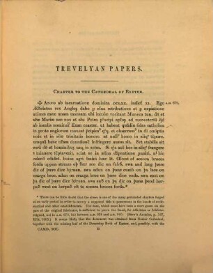Trevelyan papers, 1. Prior to A. D. 1558