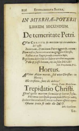 In Myrrhae-Poterii Librum Secundum.
