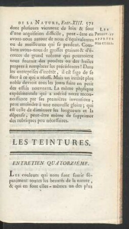 Entretien quatorzième. Les teintures.