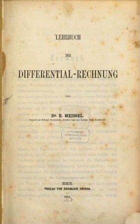 Lehrbuch der Differential-Rechnung