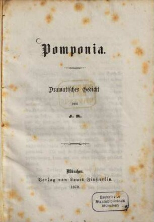 Pomponia : Dramatisches Gedicht