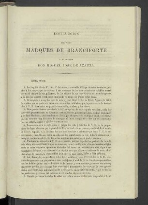 Instruccion Del Virey Marques De Branciforte A Su Sucesor Don Miguel Jose De Azanza