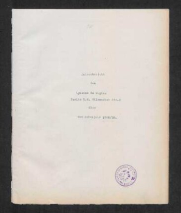 1929/30: Jahresbericht des Lyzeums de Mugica Berlin - 1929/30