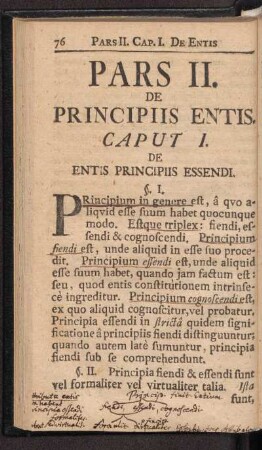 Pars II. De Principiis Entis