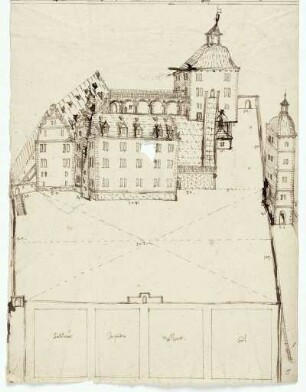 Eschwege, Landgrafenschloss von Westen mit Planetengarten