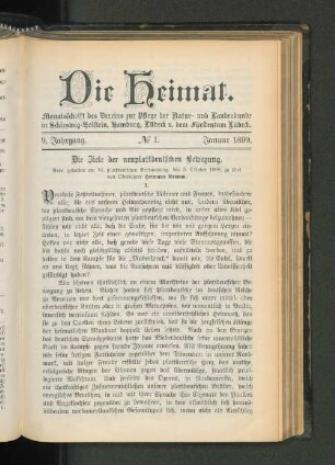 9. Jahrgang. No. 1. Januar 1899.