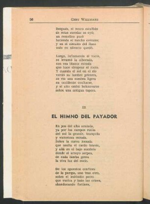 III - El himno del payador