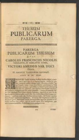 Thesium Publicarum Parerga.