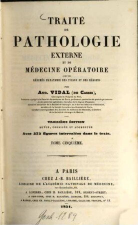 Traité de pathologie externe et de médecine operatoire, 5