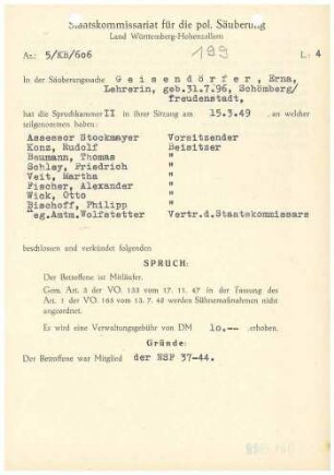 Geisendörfer, Erna