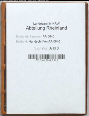 Kleve: Abschrift des 15 Jahrhunderts von Handschriften A III 2