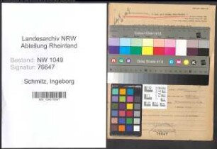 Entnazifizierung Ingeborg Schmitz , geb. 28.08.1922 ()