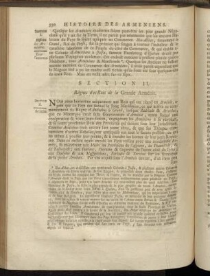 Section II. Règnes des Rois de la Grande Arménie.
