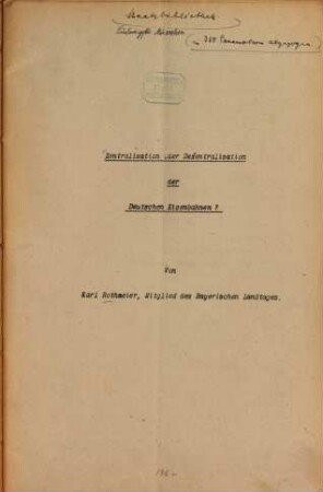 Zentralisation oder Dezentralisation der Deutschen Eisenbahnen?