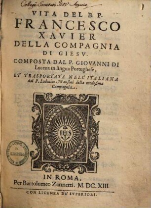 Vita del Francesco Xavier S. Ies.
