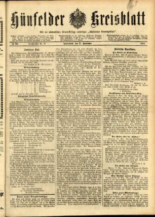 Ausgabe vom Samstag, den 21. November 1914.