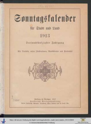 53. Jahrgang: Sonntagskalender für Stadt und Land